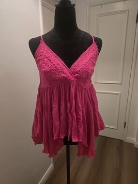 easel Hot Pink Eyelet Lace Babydoll Camisole